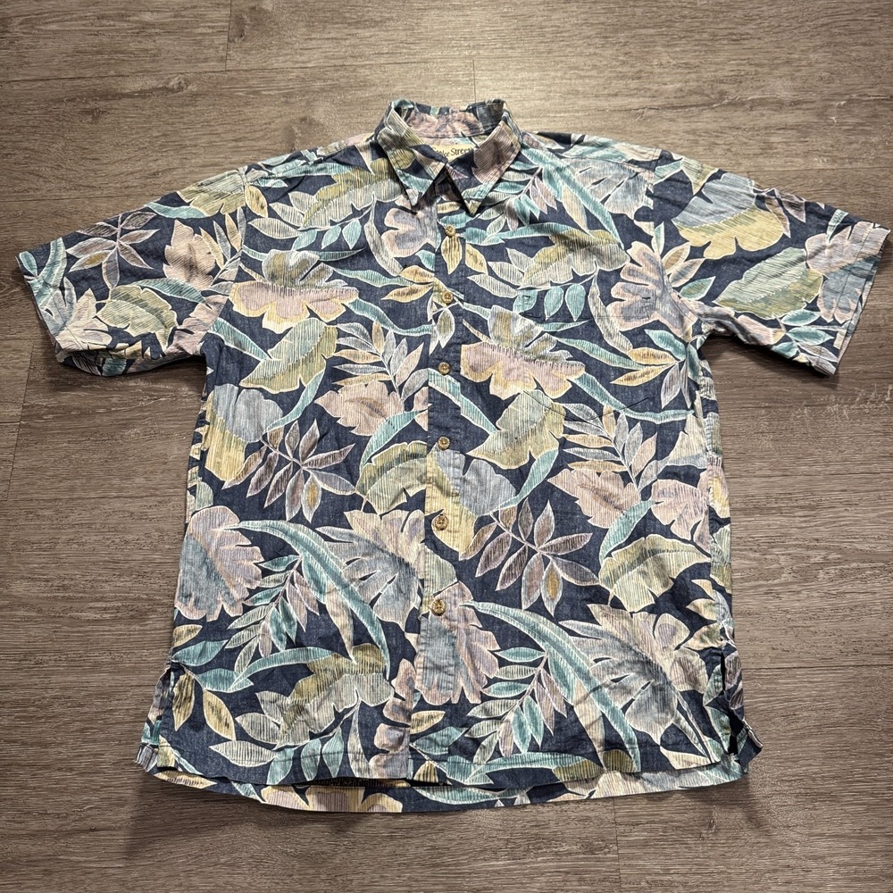 Cooke Street Shirt Mens Medium Blue Honolulu Hawaiian Print Resort Costal Hawaii